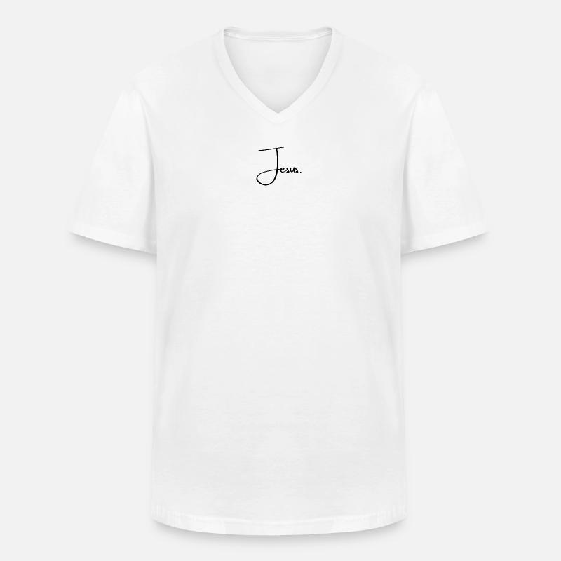 Jesus (dunkel) - Männer-T-Shirt mit V-Ausschnitt - Weiß
