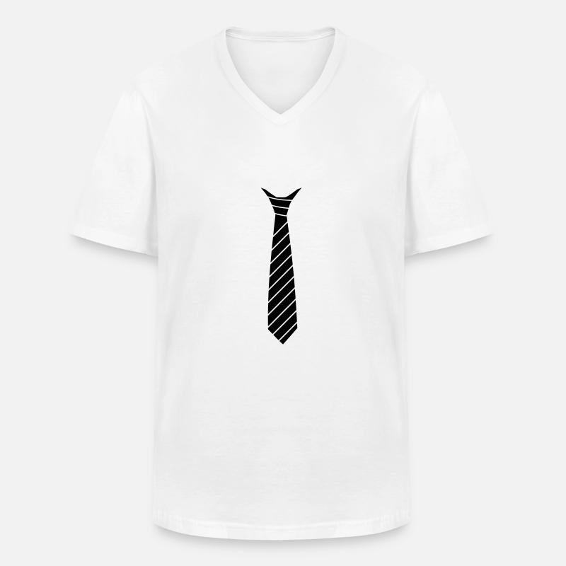 Krawatten Illusion - Männer-T-Shirt mit V-Ausschnitt - Weiß