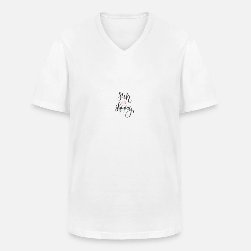 Sommer - Männer-T-Shirt mit V-Ausschnitt - Weiß