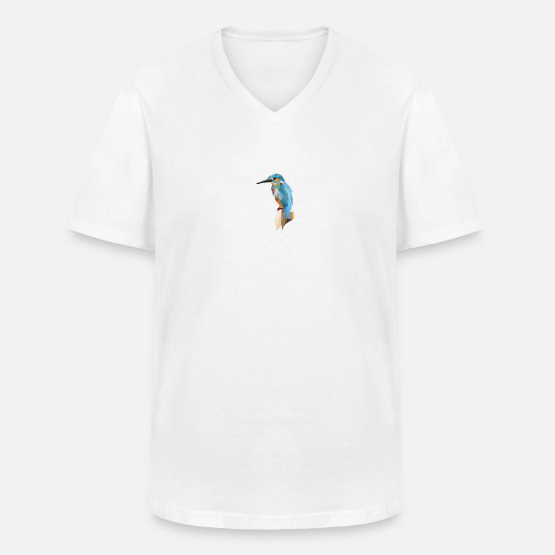 Eisvogel Polygon - Männer-T-Shirt mit V-Ausschnitt - Weiß