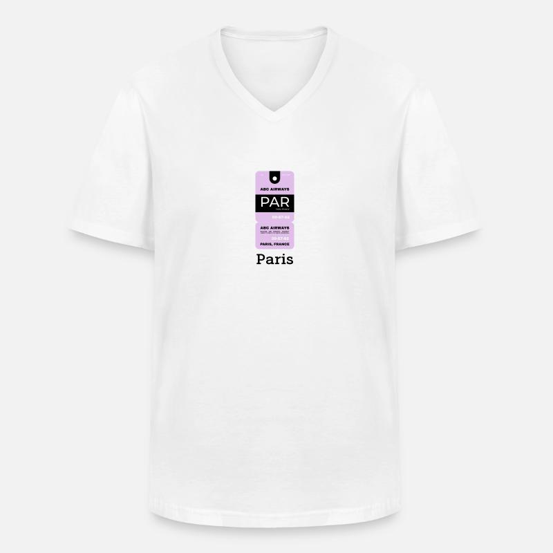 Paris Flight Ticket - Männer-T-Shirt mit V-Ausschnitt - Weiß