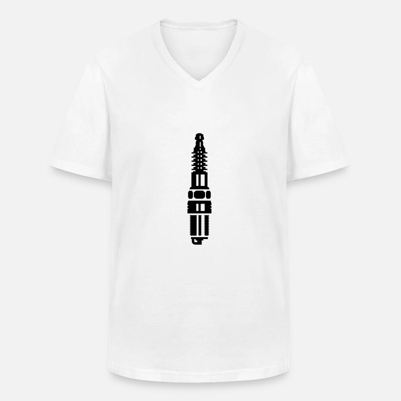 Zündkerze / spark plug (1c) - Männer-T-Shirt mit V-Ausschnitt - Weiß