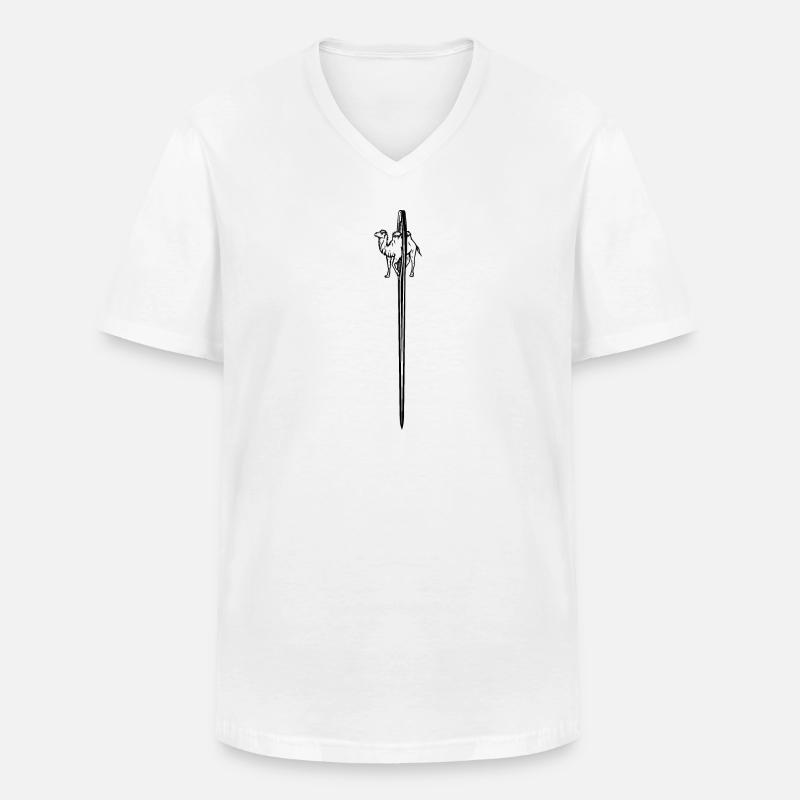 Kamel durchs Nadelöhr - Männer-T-Shirt mit V-Ausschnitt - Weiß