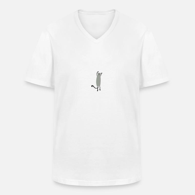 Katze - Männer-T-Shirt mit V-Ausschnitt - Weiß