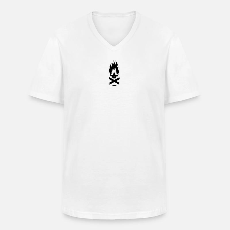 Feuer Symbol mit Skull - Männer-T-Shirt mit V-Ausschnitt - Weiß