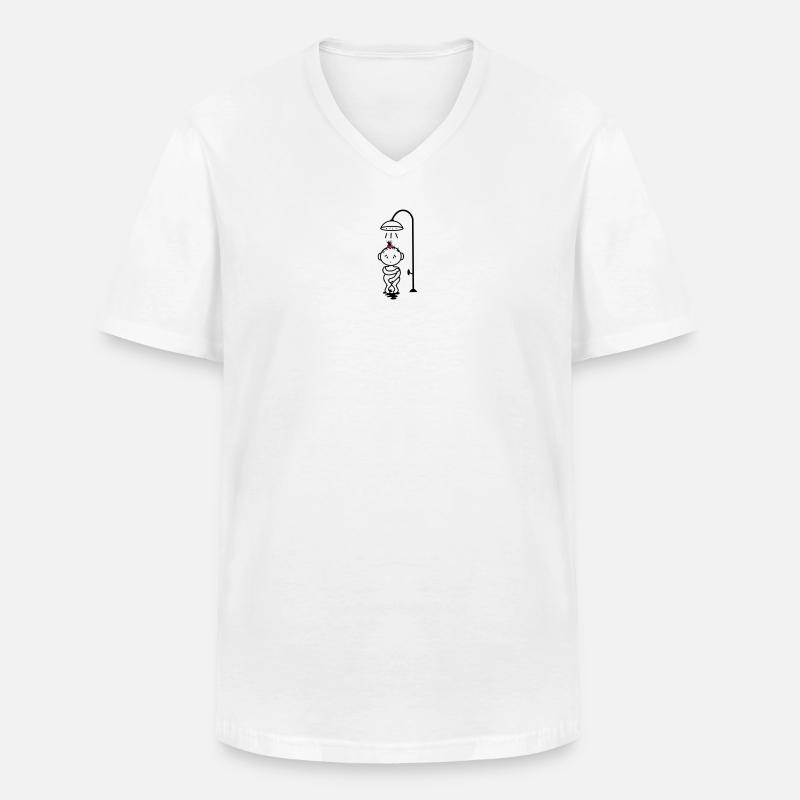 scheues Mädchen unter der Dusche - Männer-T-Shirt mit V-Ausschnitt - Weiß