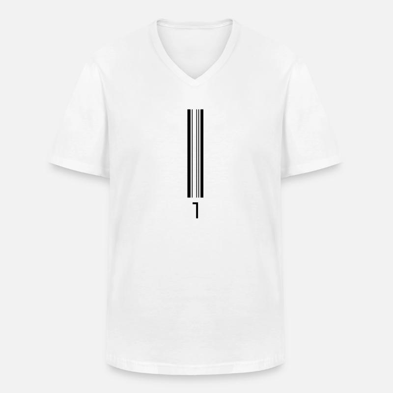 1codebar - T-shirt col V Homme - blanc