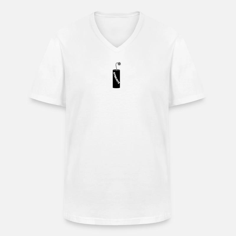 Brennende Dynamitstange - Männer-T-Shirt mit V-Ausschnitt - Weiß