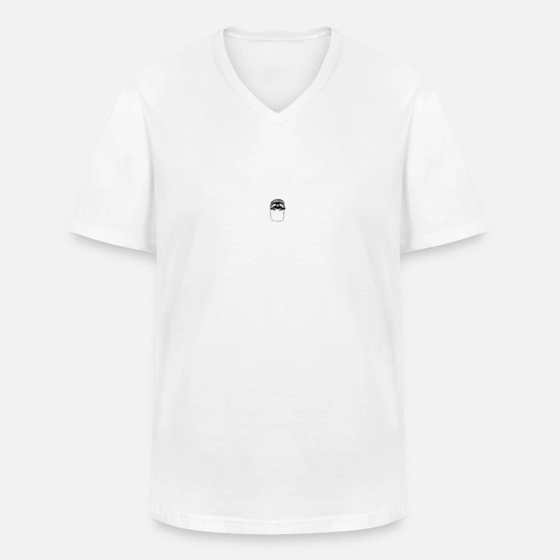 Schlafendes Faultier in Brusttasche - Männer-T-Shirt mit V-Ausschnitt - Weiß