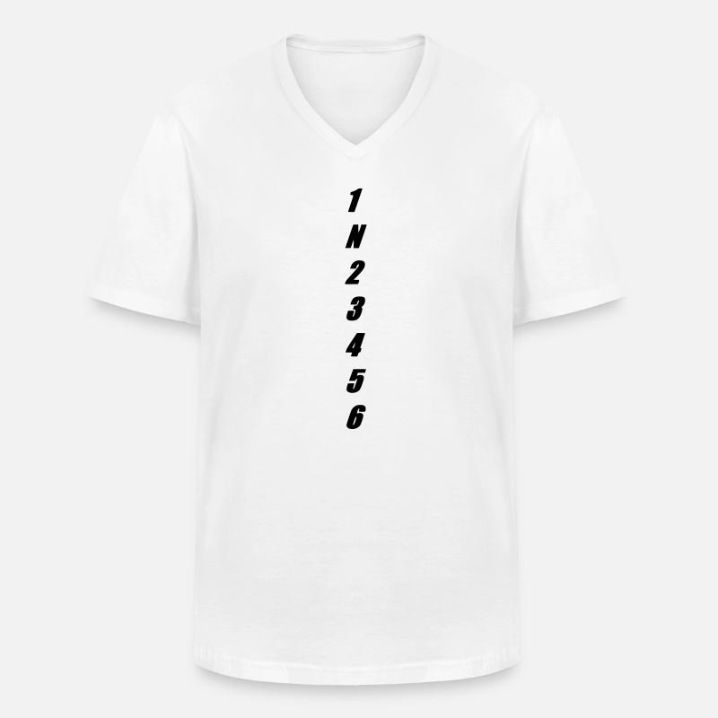 Schaltung - Männer-T-Shirt mit V-Ausschnitt - Weiß