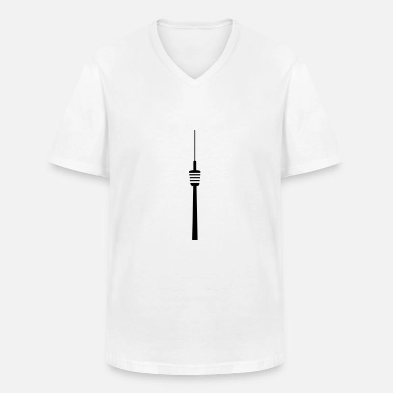 Fernsehturm Stuttgart - Männer-T-Shirt mit V-Ausschnitt - Weiß