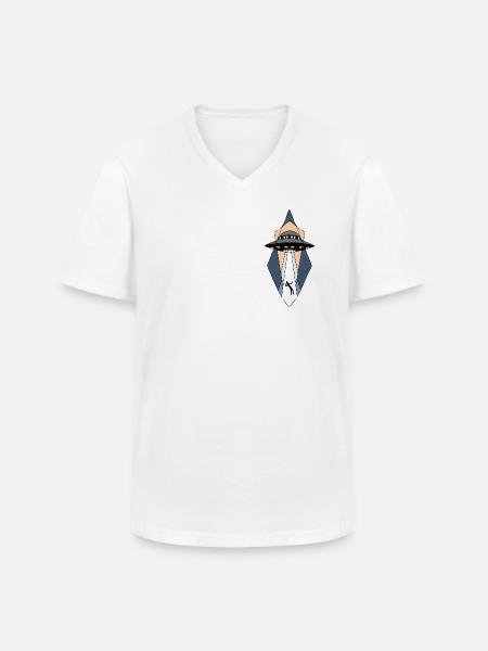 UFO Alien Spaceship - Extra-terrestre Cool - T-shirt col V Homme - blanc