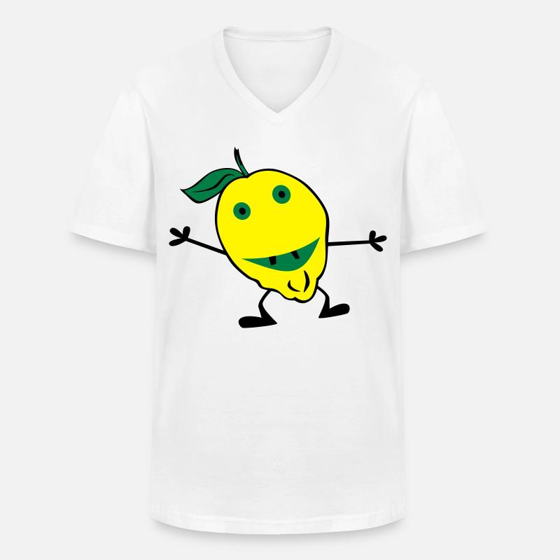 Zitronen Mann - Männer-T-Shirt mit V-Ausschnitt - Weiß