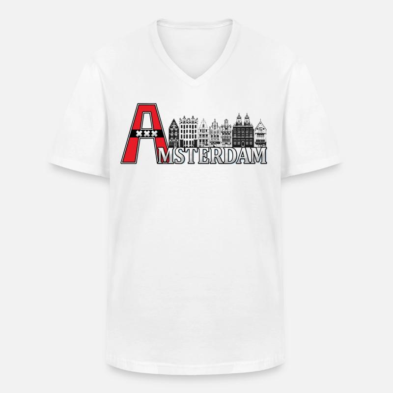 Amsterdam mit einem großen A - Männer-T-Shirt mit V-Ausschnitt - Weiß