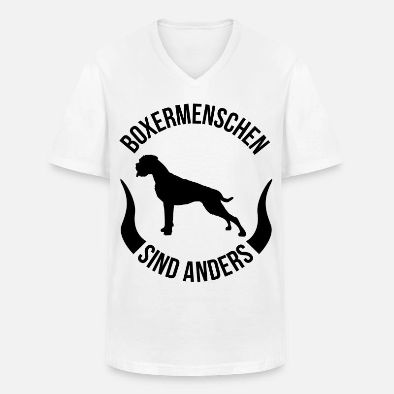 Boxermenschen sind anders - Männer-T-Shirt mit V-Ausschnitt - Weiß
