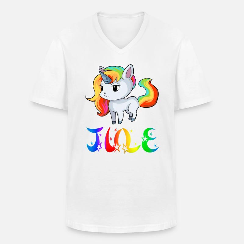 Jule Einhorn - Männer-T-Shirt mit V-Ausschnitt - Weiß