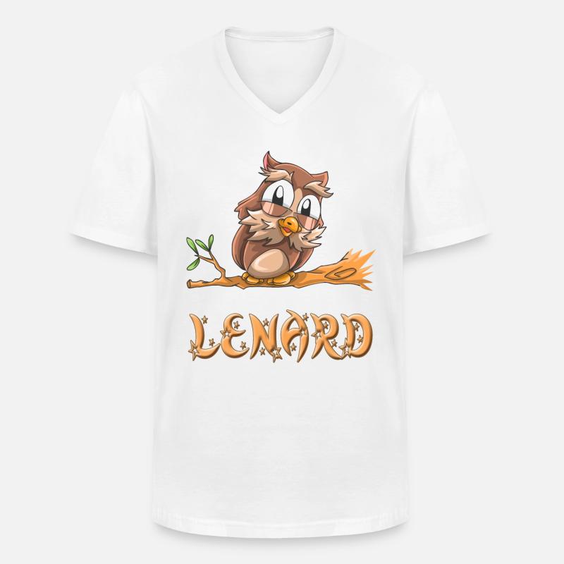 Eule Lenard - Männer-T-Shirt mit V-Ausschnitt - Weiß
