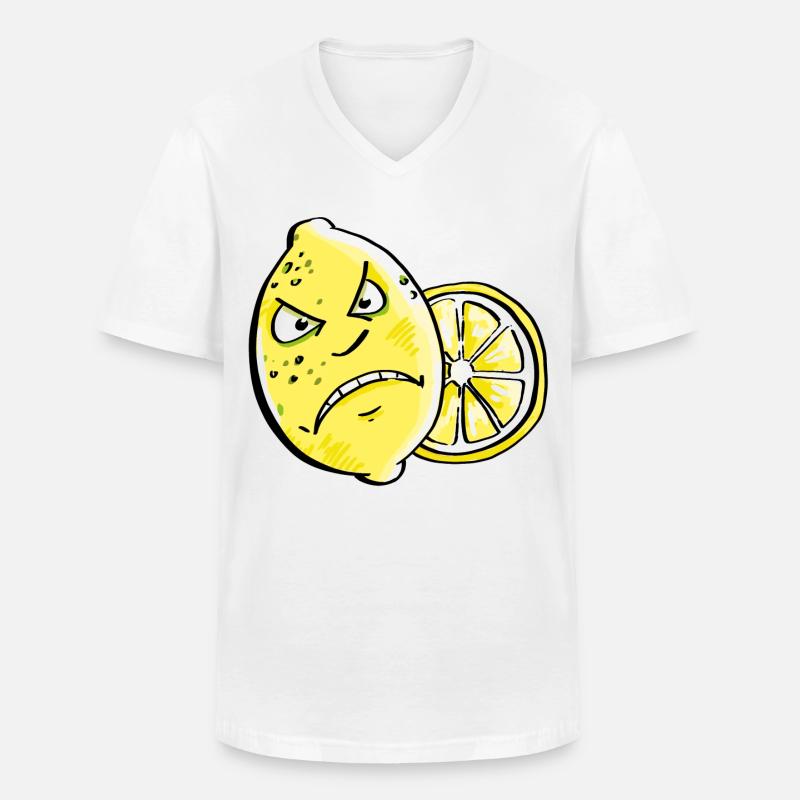 Bin Sauer - Zitrone - Zitrusfrucht - Männer-T-Shirt mit V-Ausschnitt - Weiß