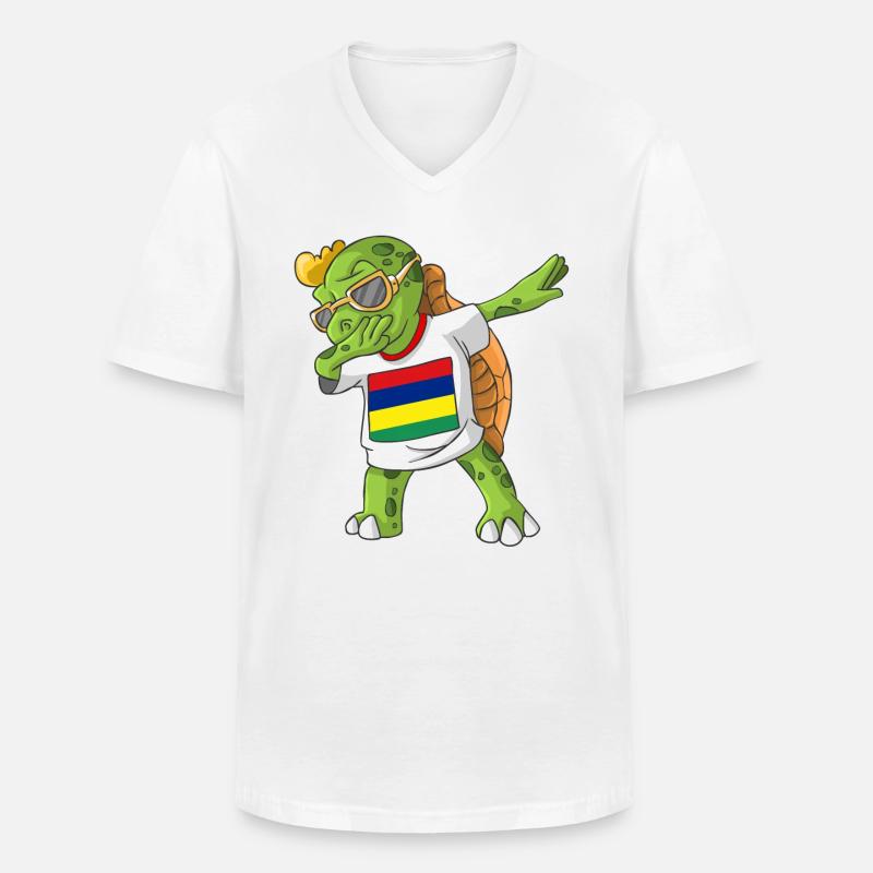Mauritius Dabbing Schildkröte - Männer-T-Shirt mit V-Ausschnitt - Weiß