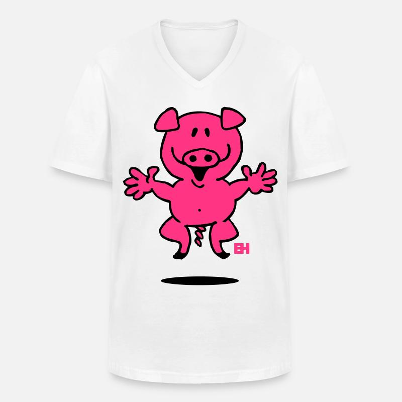 Ferkel - Männer-T-Shirt mit V-Ausschnitt - Weiß