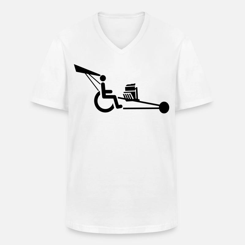 Bild eines Rollstuhls mit V8-Motor # - Männer-T-Shirt mit V-Ausschnitt - Weiß