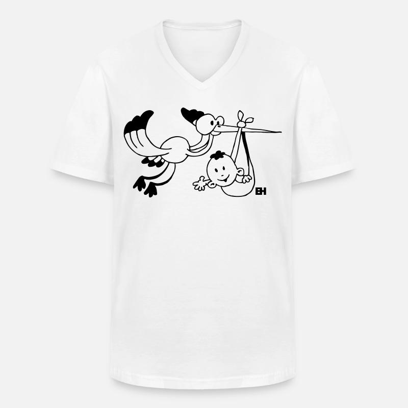 Der Storch bringt die Babys. - Männer-T-Shirt mit V-Ausschnitt - Weiß