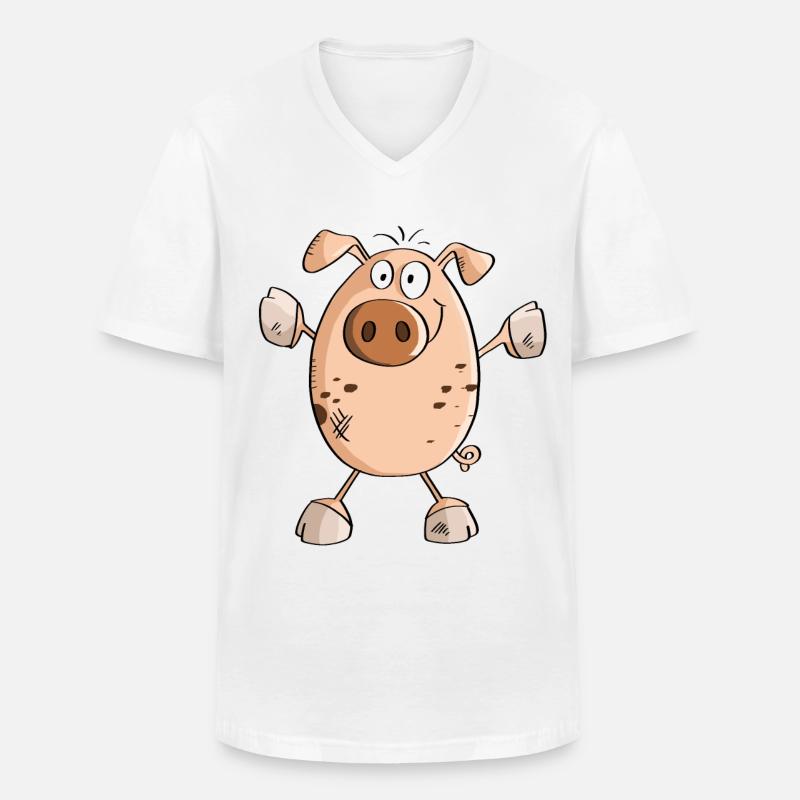 Saustarkes Schwein - Schweine - Eber - Bache - Männer-T-Shirt mit V-Ausschnitt - Weiß