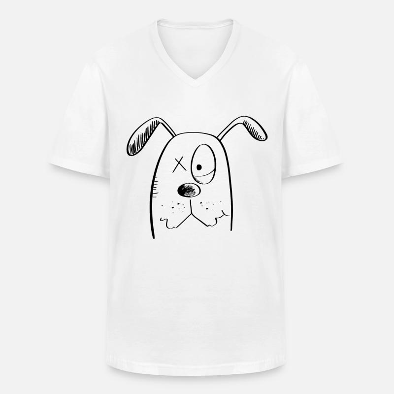 Cooler Hund - Hunde - Comic - Männer-T-Shirt mit V-Ausschnitt - Weiß