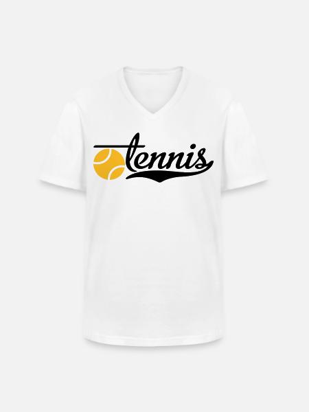 Tennis - Männer-T-Shirt mit V-Ausschnitt - Weiß