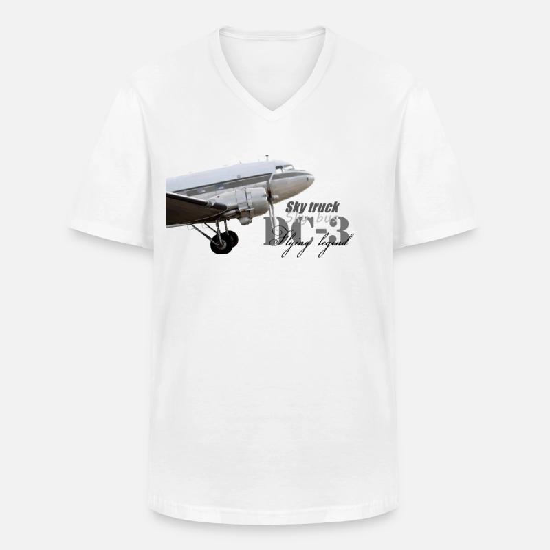 DC-3 - Männer-T-Shirt mit V-Ausschnitt - Weiß