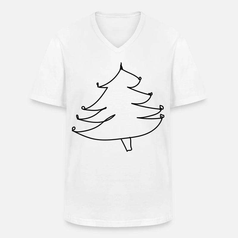Weihnachtsbaum-Pullover (falscher Weihnachts-Pullover) - Männer-T-Shirt mit V-Ausschnitt - Weiß