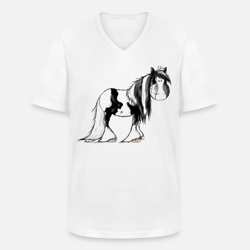 Irish Tinker Pferd - Pinto - Männer-T-Shirt mit V-Ausschnitt - Weiß