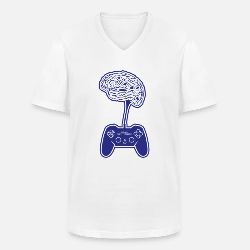 Gamer - Maglietta da uomo classica con scollo a V - bianco