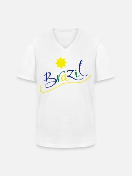 brasilien - Männer-T-Shirt mit V-Ausschnitt - Weiß