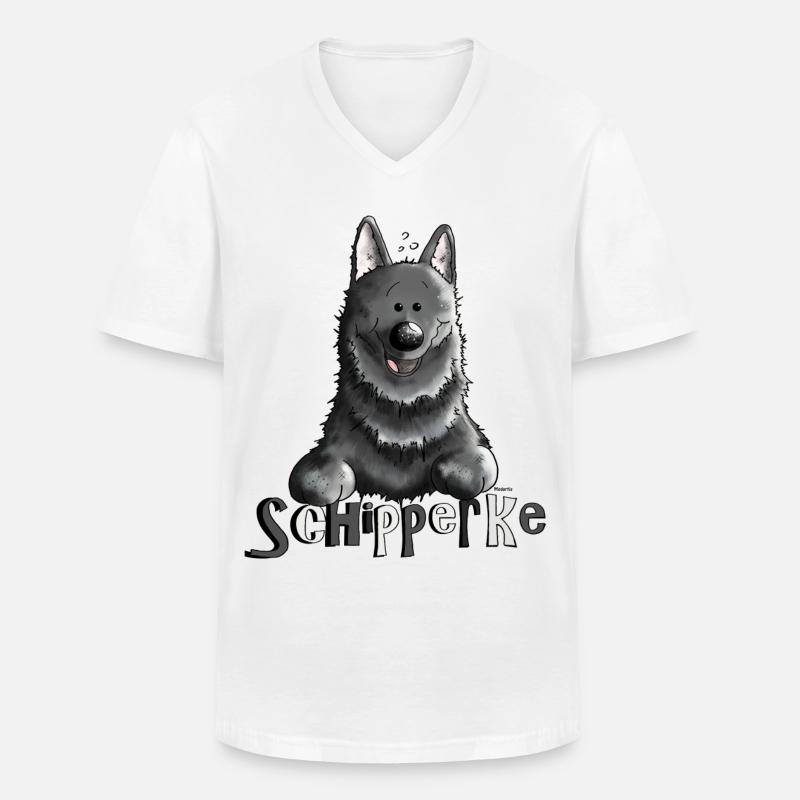 Pfiffiger Schipperke - Hund - Männer-T-Shirt mit V-Ausschnitt - Weiß