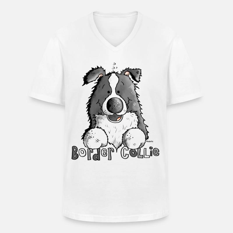 Petit Boder Collie - Chien de Berger - T-shirt col V Homme - blanc