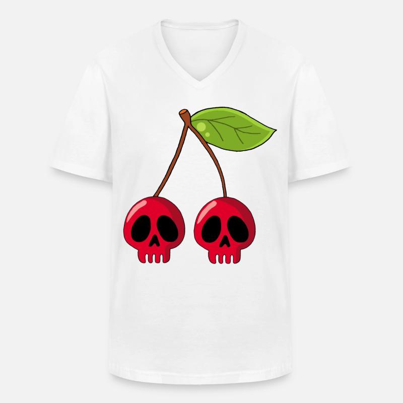 Kirschschädel - Männer-T-Shirt mit V-Ausschnitt - Weiß