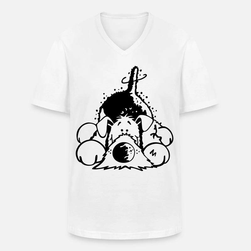 Verträumter Airedale Terrier - Männer-T-Shirt mit V-Ausschnitt - Weiß