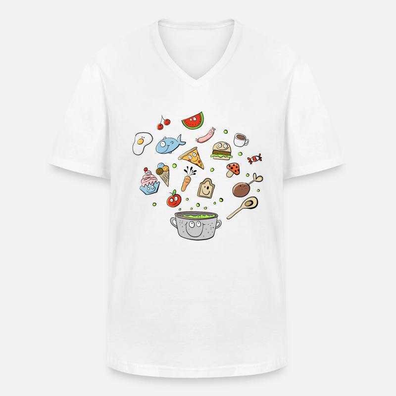 Essen Doodle I Mahzeit I Lebensmittel - Männer-T-Shirt mit V-Ausschnitt - Weiß