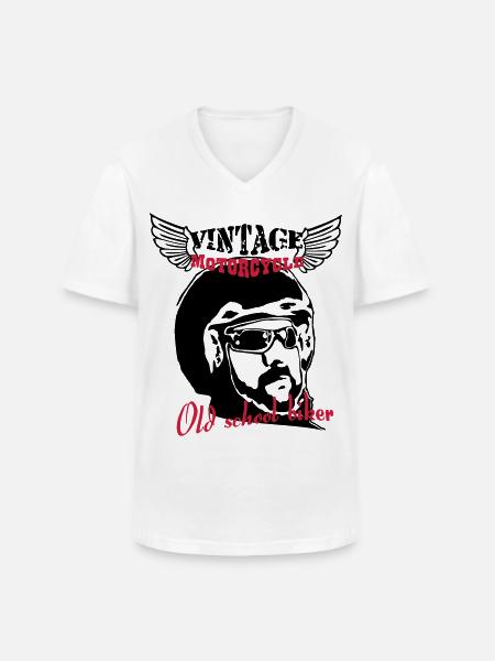 Old Biker Motorcycle 1 - Männer-T-Shirt mit V-Ausschnitt - Weiß