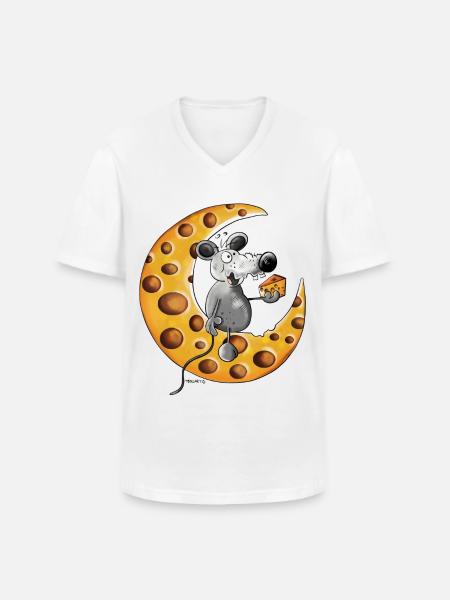 The Mouse Love Cheese - Men's V-Neck T-Shirt - white