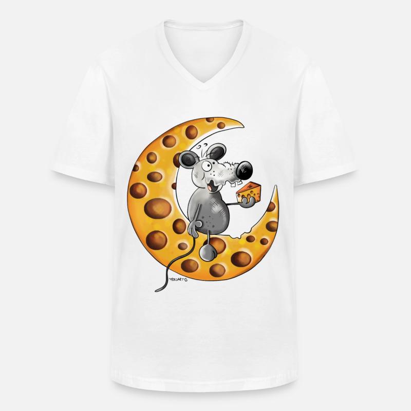 Maus liebt Käse - Männer-T-Shirt mit V-Ausschnitt - Weiß