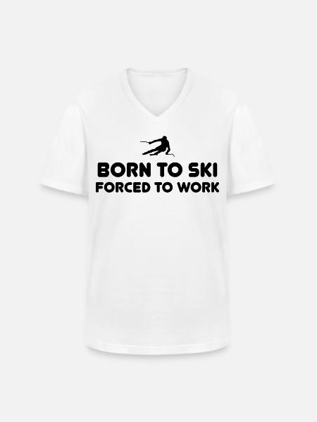Born to Ski - Männer-T-Shirt mit V-Ausschnitt - Weiß