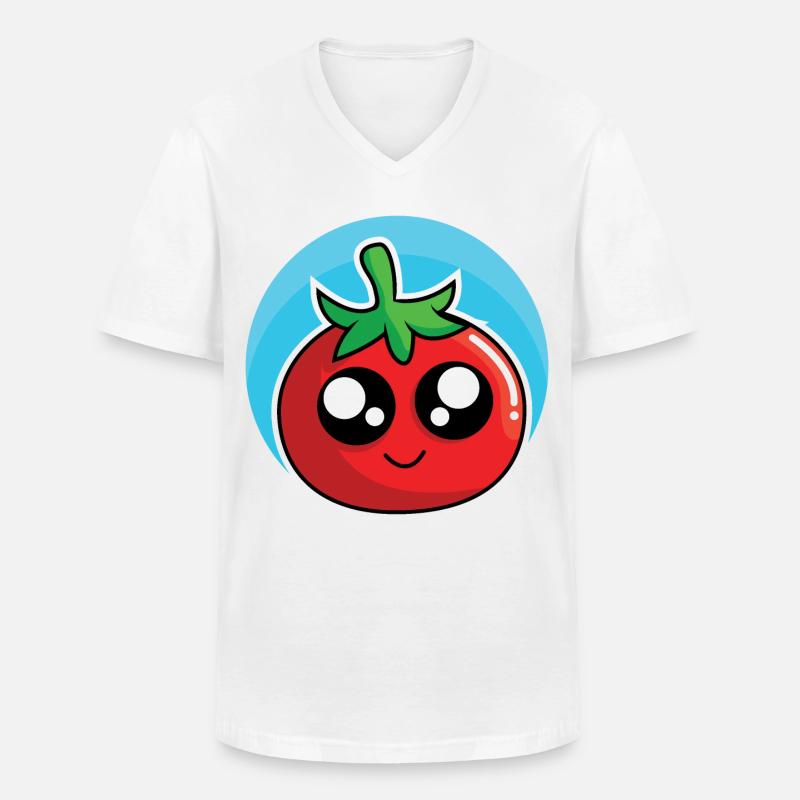 Fröhliche Tomate - Männer-T-Shirt mit V-Ausschnitt - Weiß
