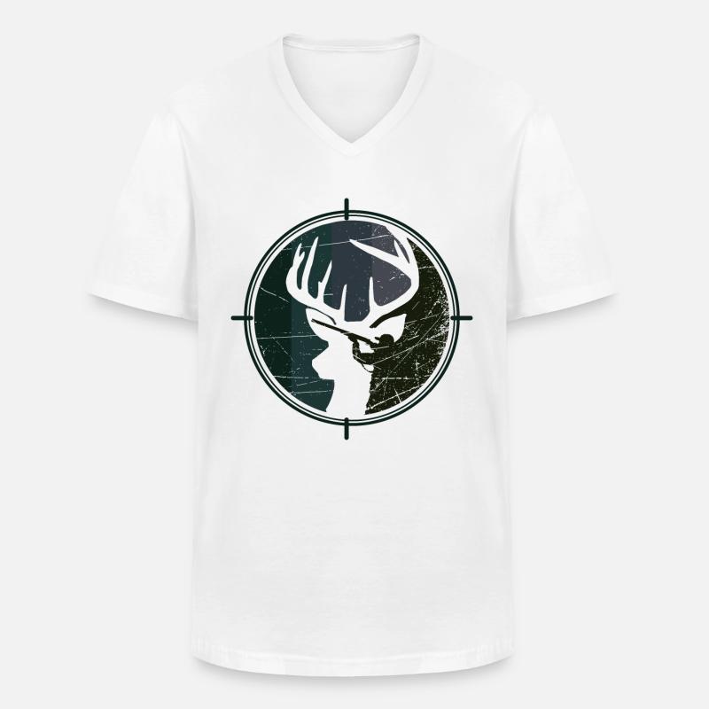 Jäger - Jagd - Hirsch - Männer-T-Shirt mit V-Ausschnitt - Weiß
