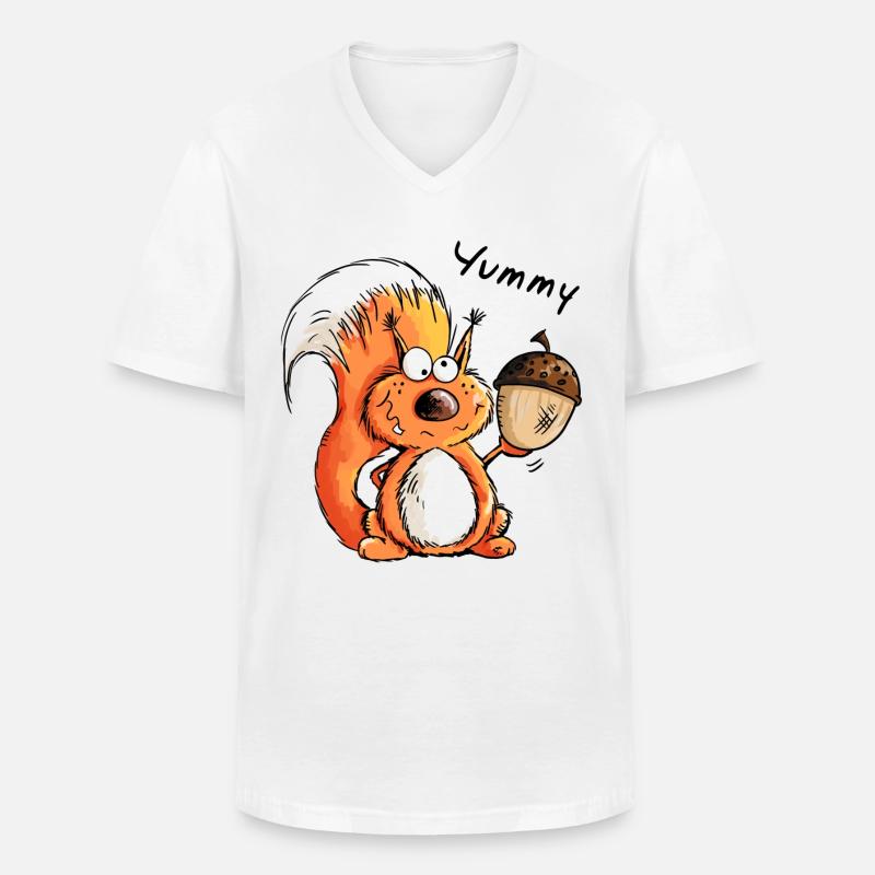 Yummy Eichhörnchen - Tier - Tiere - Comic - Männer-T-Shirt mit V-Ausschnitt - Weiß