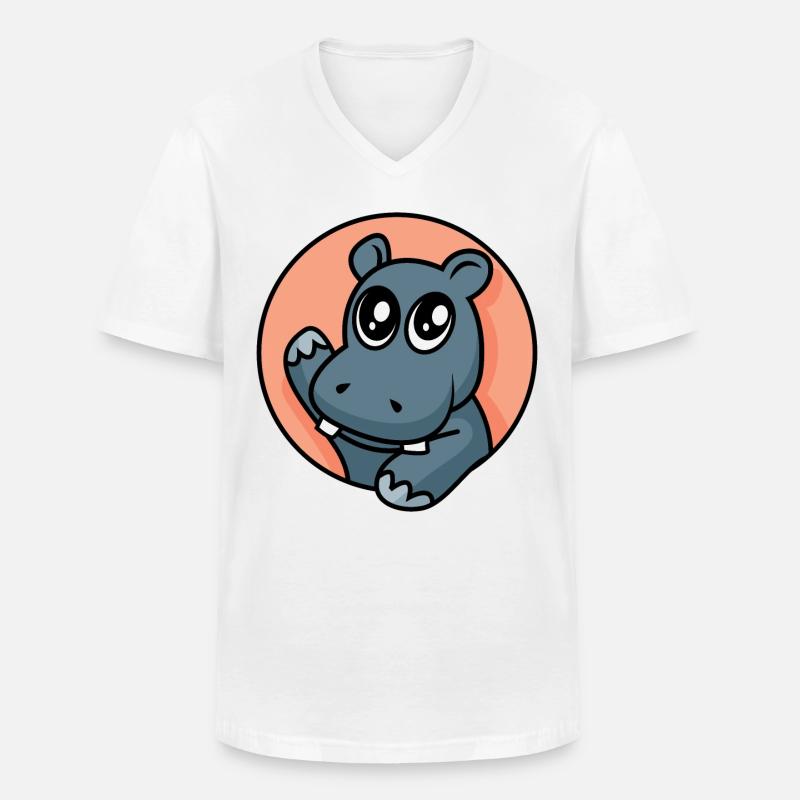 Fröhliches Nilpferd - Männer-T-Shirt mit V-Ausschnitt - Weiß