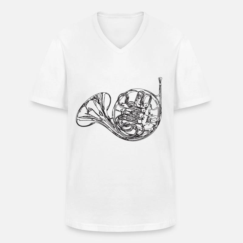 horn - Men's V-Neck T-Shirt - white