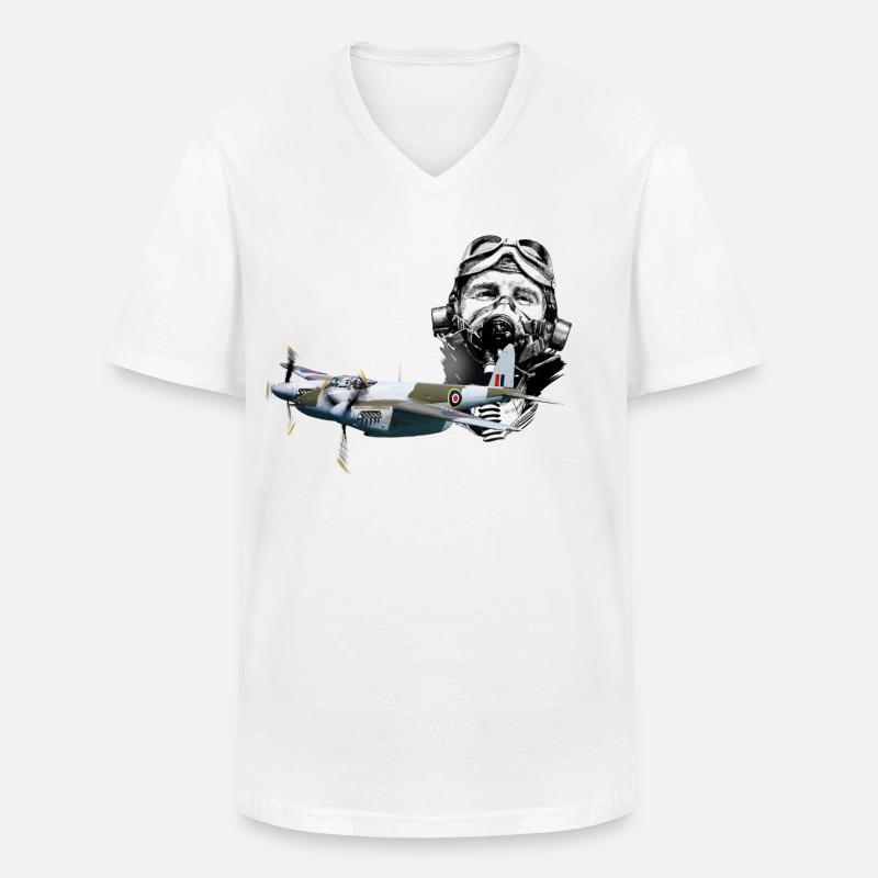 Pilot Mosquito - Männer-T-Shirt mit V-Ausschnitt - Weiß