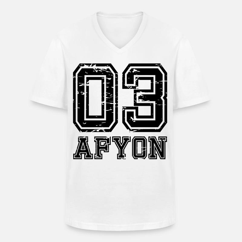 Afyon 03 used look - Männer-T-Shirt mit V-Ausschnitt - Weiß